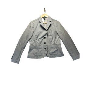 Eddie Bauer Women’s Cotton Gray Blazer White Pinstripe Stretch Jacket Size 12